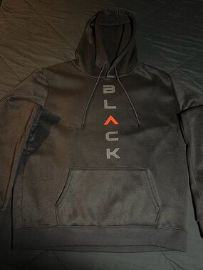 Black Crewneck Hoodie with Vertical 'BLACK' Logo